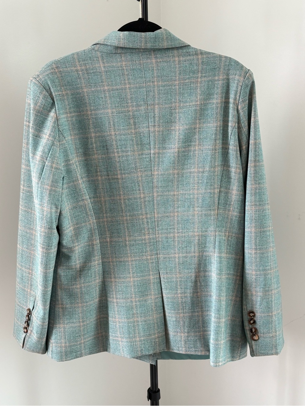 Susielady Vintage Best Mint Plaid Double-Breasted Pantsuit and Jacket - Picture 3 of 14